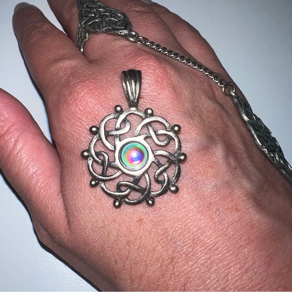 Celtic slave bracelet chain ring and necklace harmony amulet moonstone charm set - Picture 3 of 6